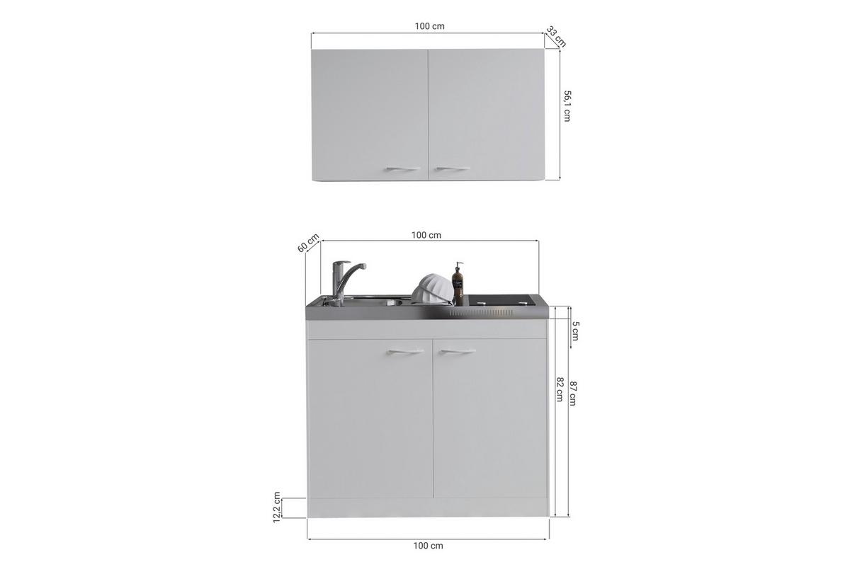 Miniküche Levin Weiß B: 100cm - Weiß, Basics, Holzwerkstoff (100cm) - Respekta