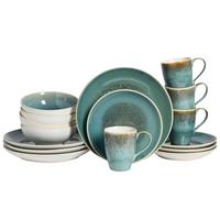 KOMBISERVICE Caldera Grün, Weiß 16-tlg - Weiß/Grün, Basics, Keramik - Creatable