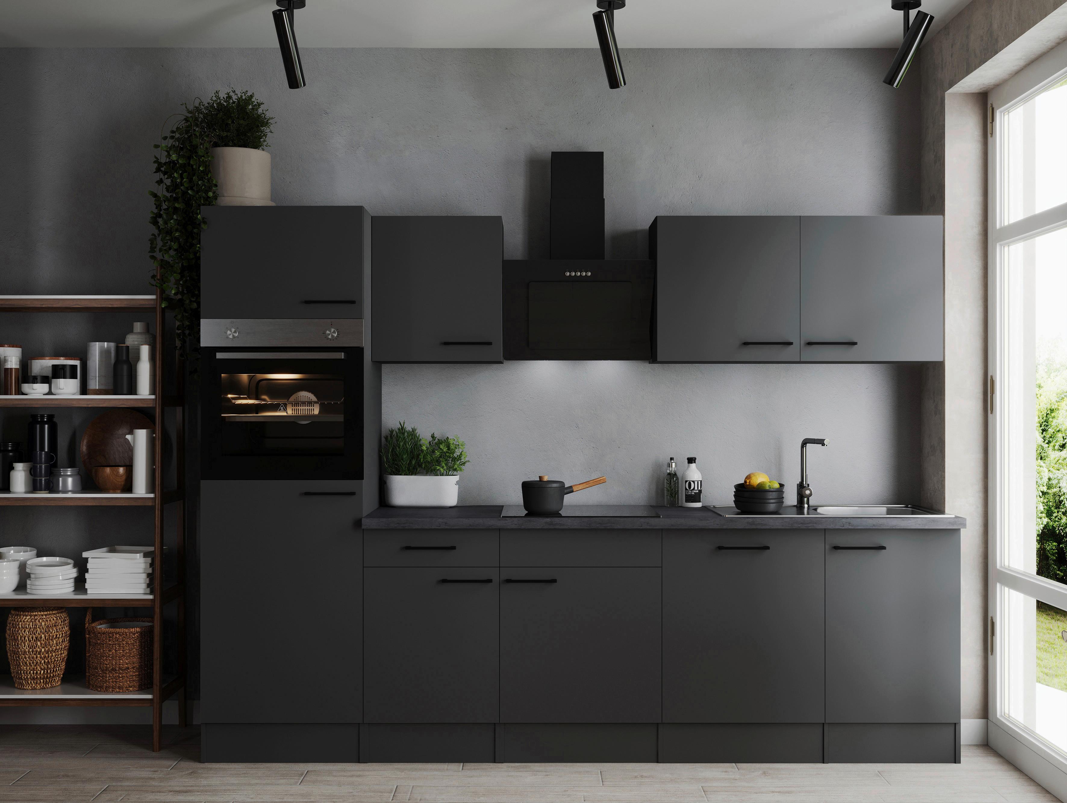 Küchenblock Oliver Dunkelgrau B: 280 cm - Dunkelgrau/Grau, Design, Holzwerkstoff (280cm) - Respekta