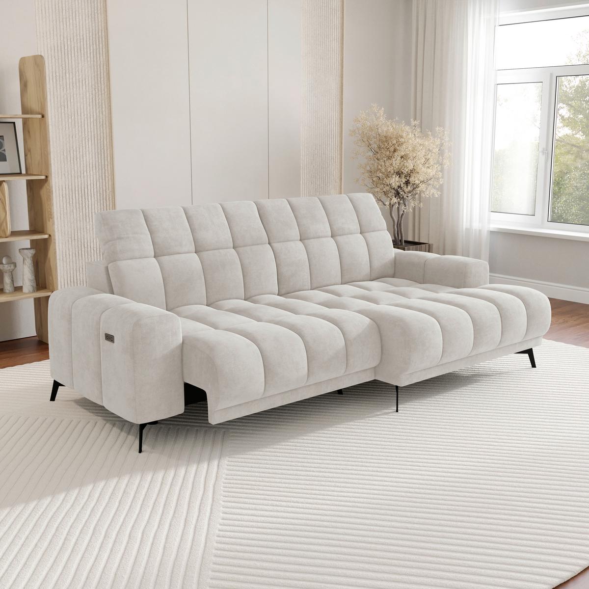 Rohová sedačka LAYA, pravá, krémová tkanina MEMPHIS - krémová, Moderní, textil (250/155cm) - Premium Living