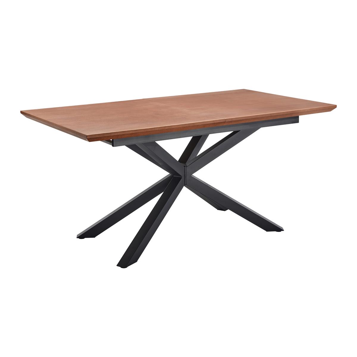 Jídelní stůl s rozkladem FULVIO 160-200 cm - černá/barvy vlašských ořechů, Moderní, kov/dřevo (160-200/77/90cm) - P & B