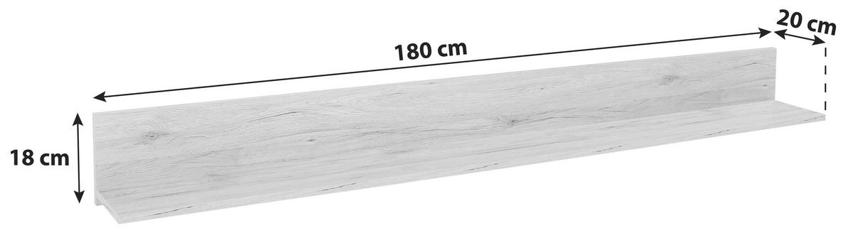 NÁSTĚNNÁ POLICE MALTA - barvy dubu, Moderní, kompozitní dřevo (180/18/20cm)