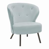 Trendové křeslo FLORIS, šedomodrá žinylka, max. 140 kg - šedomodrá/černá, Romantický / Rustikální, kov/dřevo (67/77/73cm) - Mömax