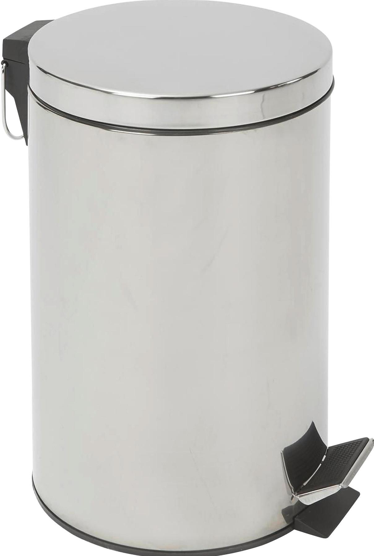 Treteimer Leonardo Iv 30 L Edelstahl/chrom Dxh: 29,5x65cm - Chromfarben/Schwarz, KONVENTIONELL, Kunststoff/Metall (29,5/65cm) - Homezone