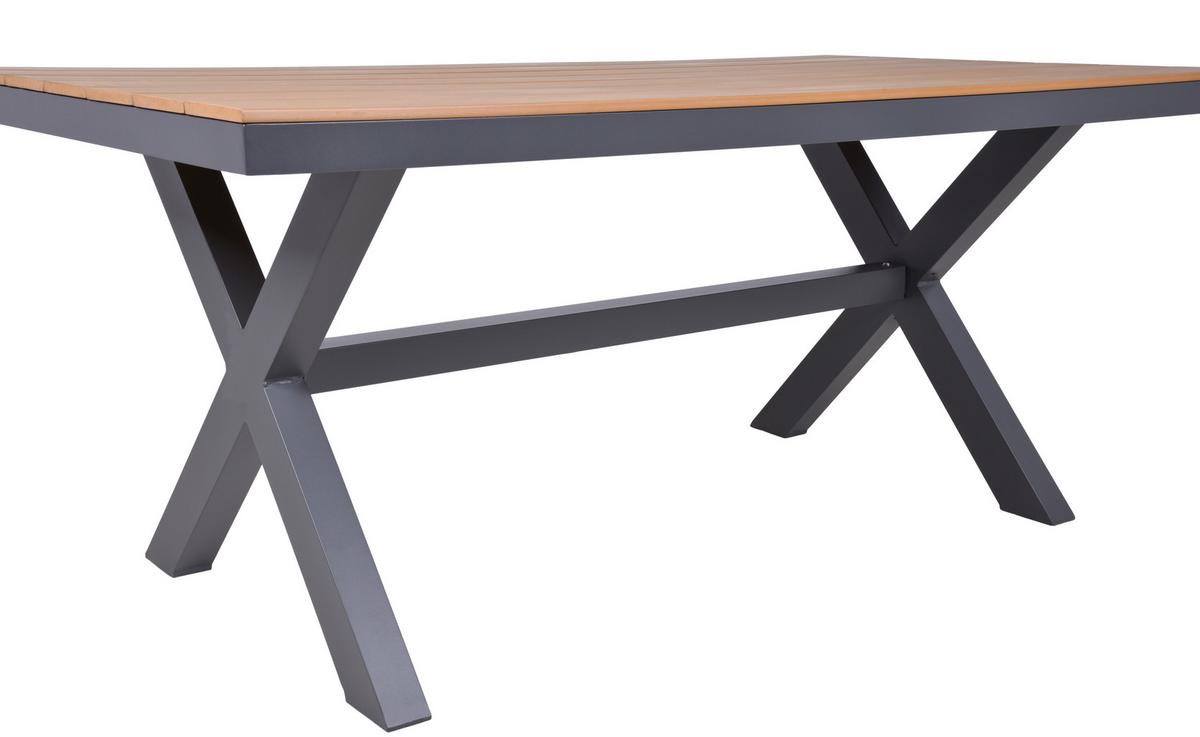 Gartentisch Silea - Anthrazit/Braun, Basics, Kunststoff/Metall (173/93,5/75cm) - Gardenson