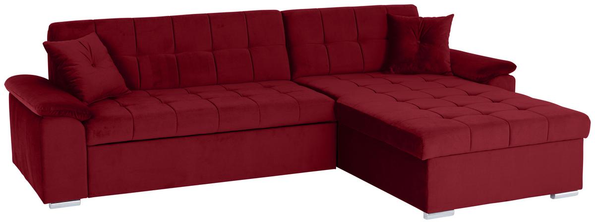 Ecksofa mit Schlaffunktion Keaton + Bettkasten, Burgunder - Bordeaux, Basics, Textil (263/169cm) - Livetastic