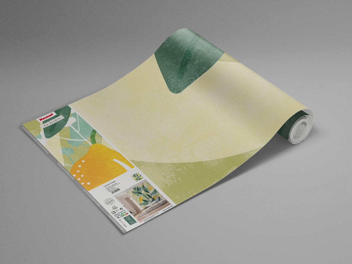 Vliestapete Lemon Fresh - Blau/Gelb, Basics (200/250cm) - Komar