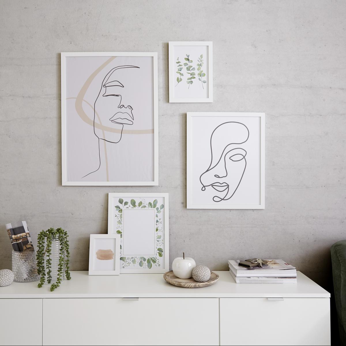 Bilderrahmen 50x70 cm Caralina Holz-Dekor Weiß, 53,3x73,3 cm - Weiß, Basics, Glas/Holz (53,3/73,3/1,5cm) - Luca Bessoni