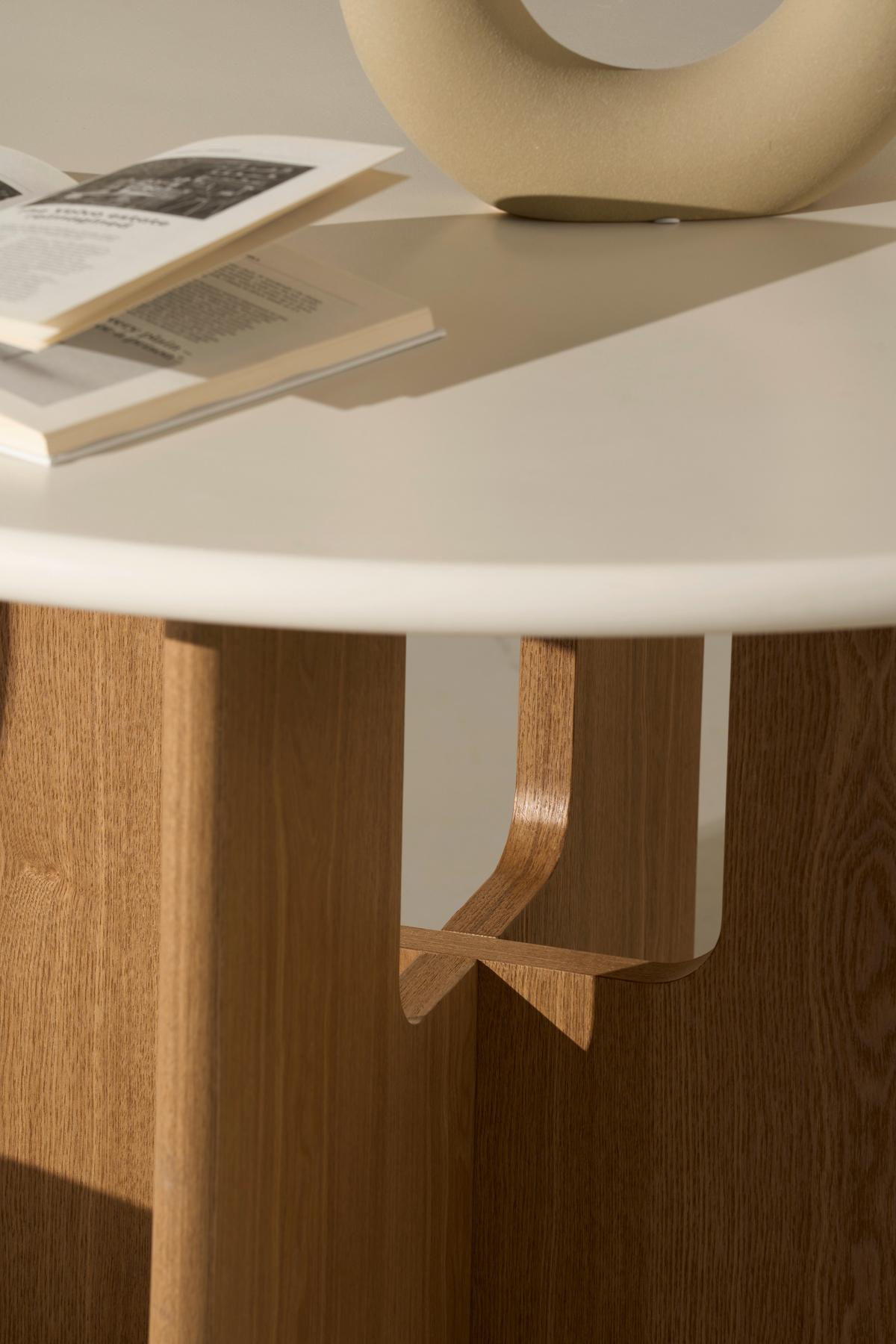 Esstisch Levi Weiß/Eichefarben D: 120 cm - Eichefarben/Weiß, MODERN, Holz/Wellpappe (120/120/75cm) - Livetastic