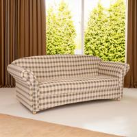 3-Sitzer Loretta, Hellbraun kariert, ca. 204x83x85 cm - Hellbraun/Braun, Basics, Holz/Textil (204/83/85cm)