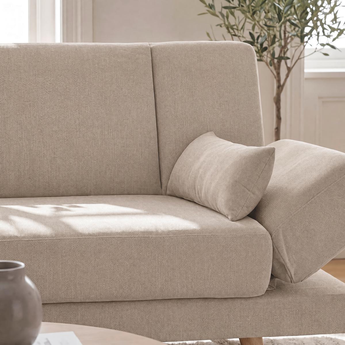 Rozkladacia pohovka FUNKY, bahenná hnedá farba - bahenná hnedá/prírodná farba, Modern, drevo/textil (183/73/79cm) - Bessagi Home
