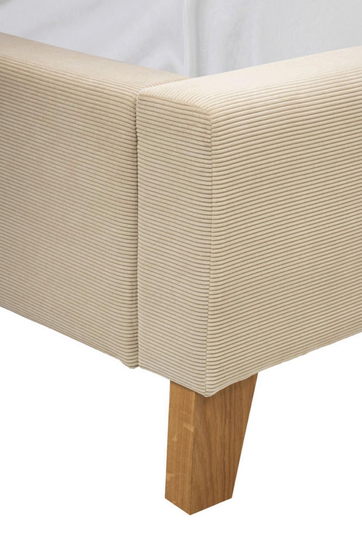 Polsterbett Fiora mit Bettkasten 140x200 - Eichefarben/Creme, MODERN, Holz/Textil (140/200cm) - MID.YOU