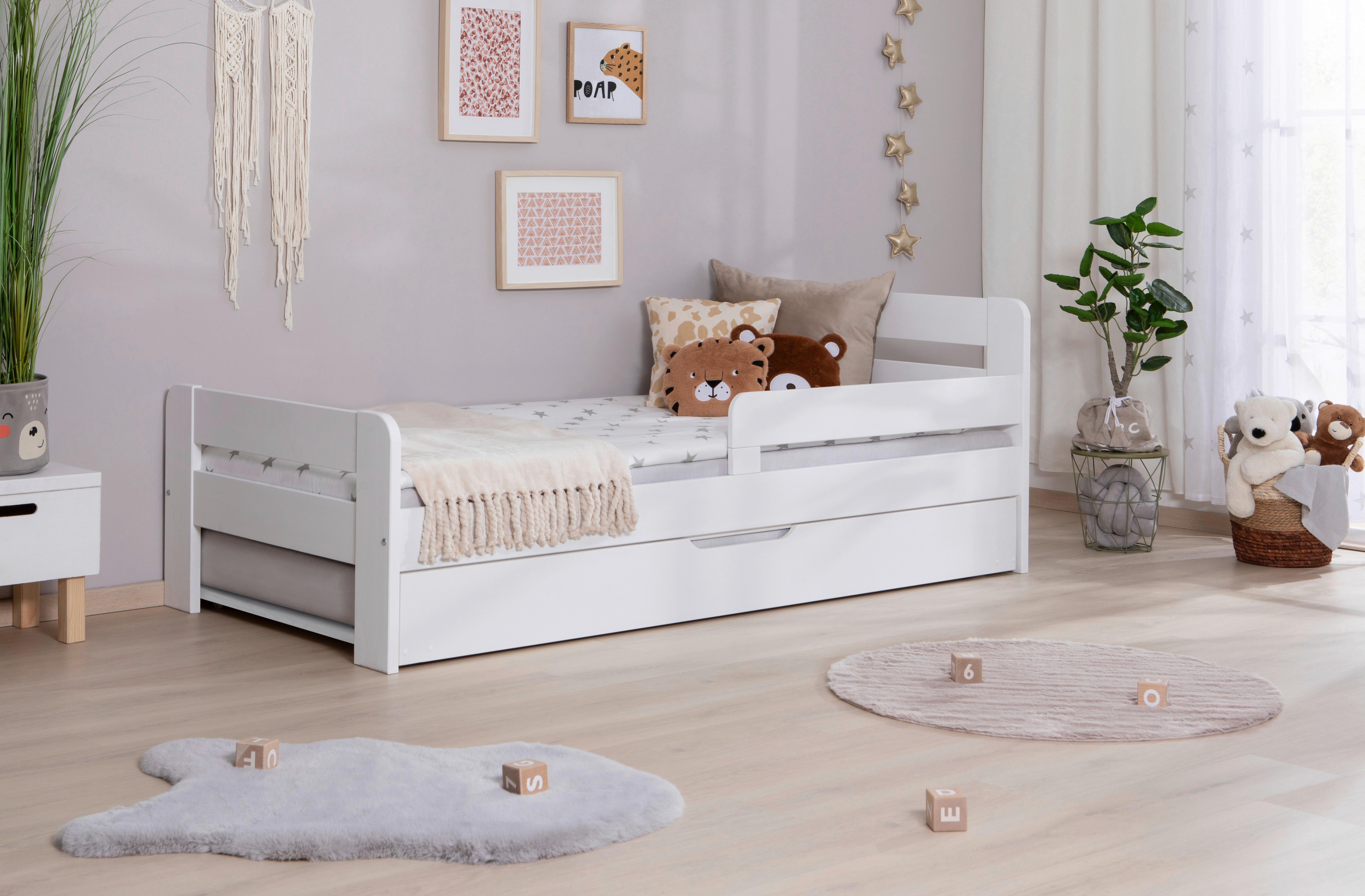 Bett Bennet Weiß Inkl. Zubehör, 90x200 Cm - Weiß/Naturfarben, MODERN, Holz/Textil (90/200cm) - MID.YOU