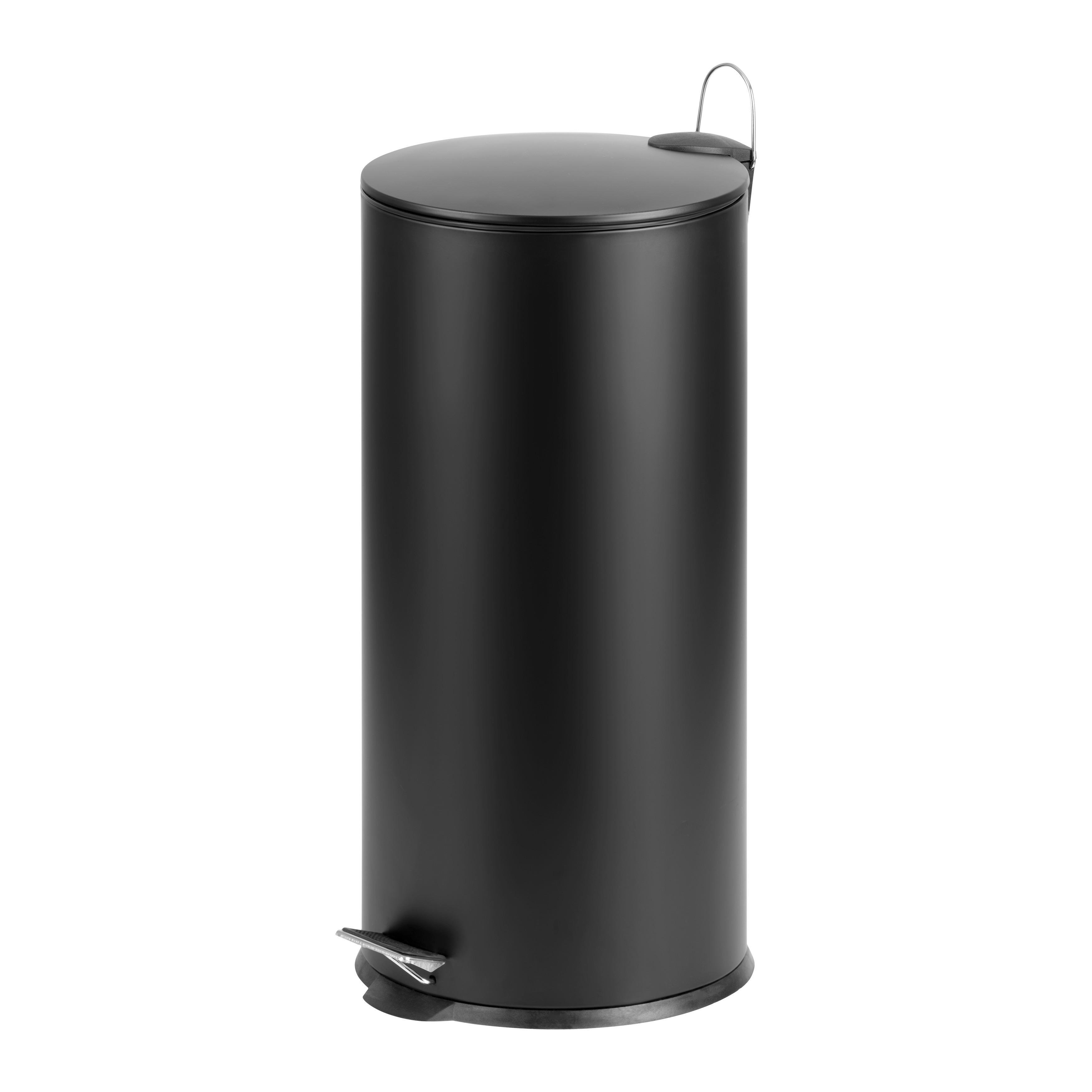 Koš s nášlapným pedálem černá 30L - černá, Moderní, kov/plast (29,5/63,5cm) - Mömax