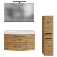 Badmöbel-set Manchester B: 130 Cm Eiche Wotan Dekor - Eichefarben/Weiß, MODERN, Keramik/Holzwerkstoff (130cm) - Held