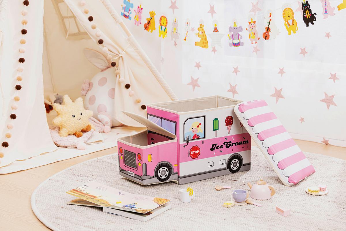 Aufbewahrungsbox Maria - Pink, KONVENTIONELL, Karton/Textil (55/25/32cm) - BUNINO