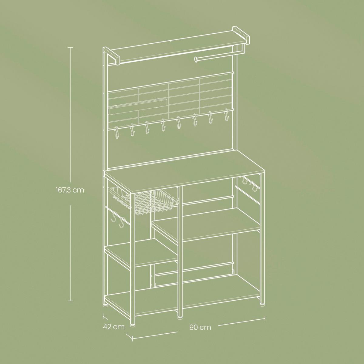 Regal Kitchen Shelf - Schwarz/Braun, MODERN, Holzwerkstoff/Metall (90/167/42cm) - MID.YOU