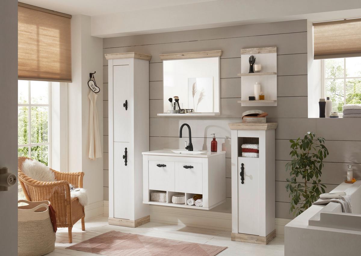 Badezimmer Florenz Pinienfarben B: 205cm - Weiß/Pinienfarben, Design, Naturmaterialien/Holzwerkstoff (205/200/46cm) - MID.YOU