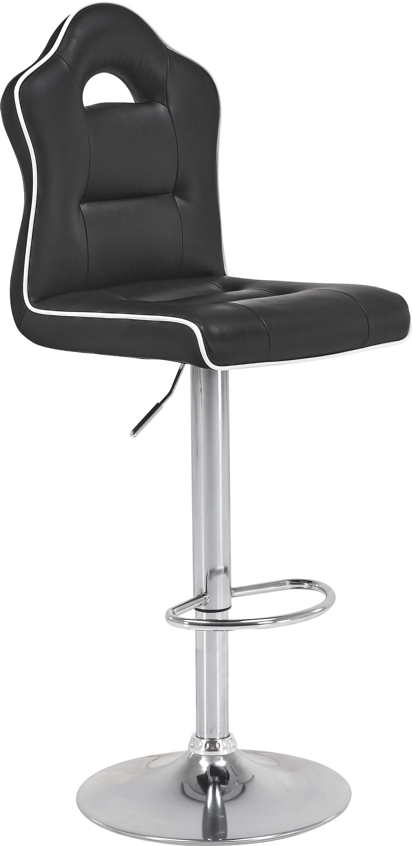 Barová Židle Linz - bílá/černá, Moderní, kov/textil (41,5/106-127/54cm)