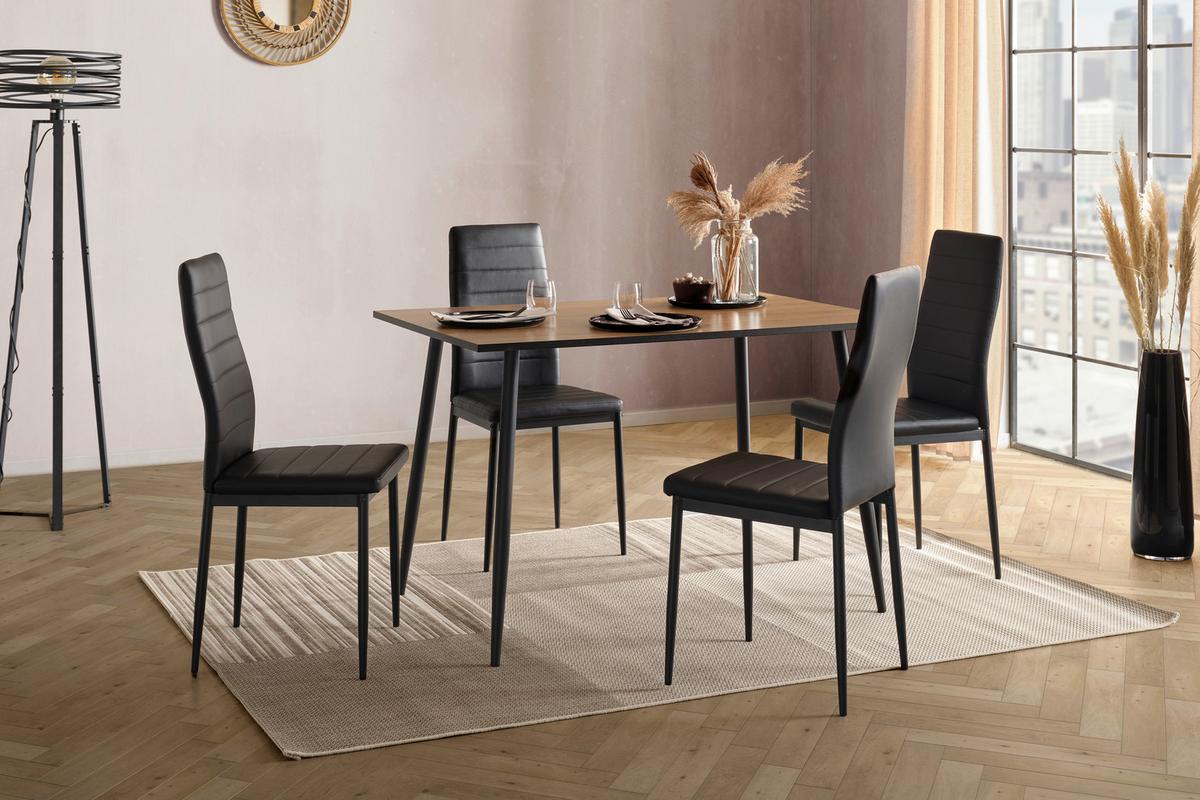 Esstisch Tom 120x76x80 Cm Naturfarben/schwarz - Schwarz/Naturfarben, KONVENTIONELL, Holzwerkstoff/Metall (120/76/80cm)