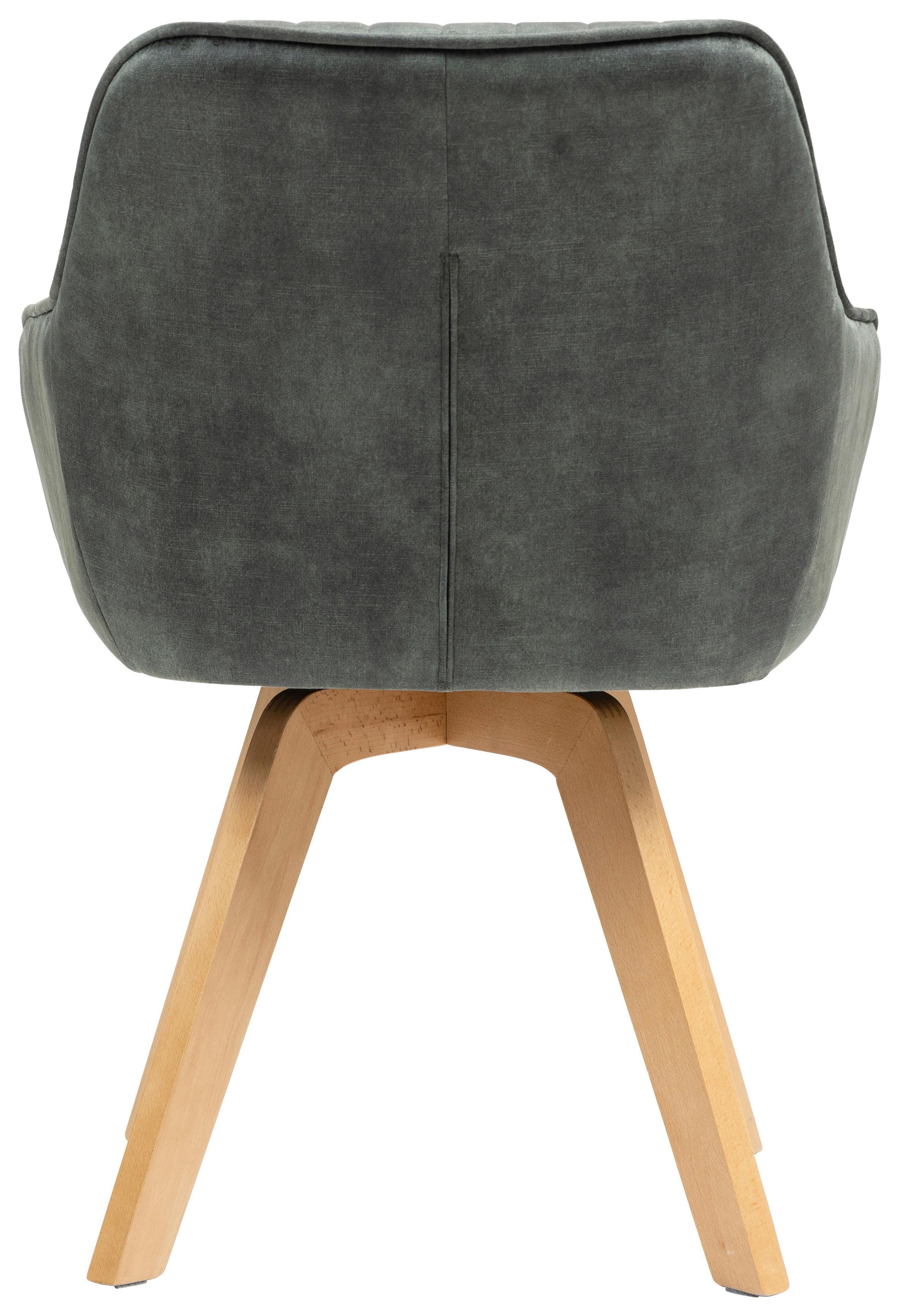 Armlehnstuhl Hanna Dunkelgrün, Sitzfl. 180° Drehb - Dunkelgrün/Buchefarben, KONVENTIONELL, Holz/Textil (63/83/63cm) - MID.YOU