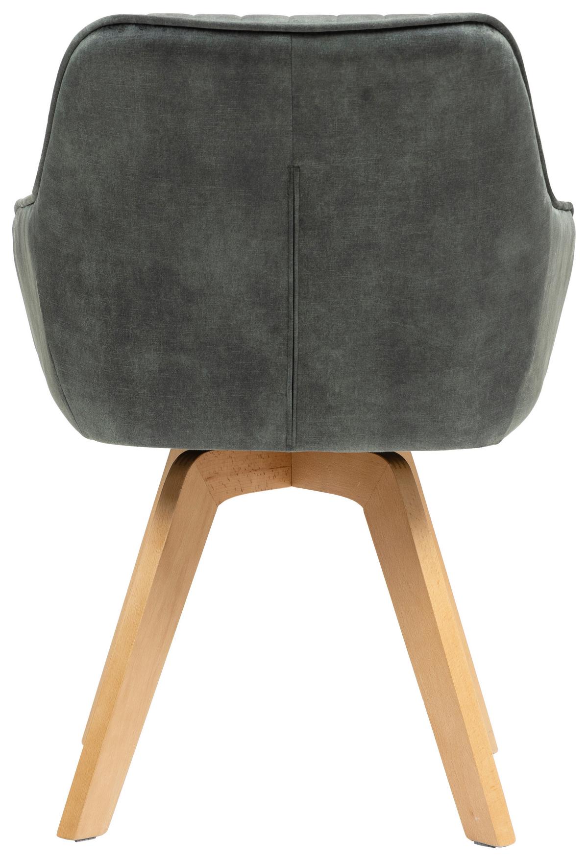 Armlehnstuhl Hanna Dunkelgrün, Sitzfl. 180° Drehb - Dunkelgrün/Buchefarben, KONVENTIONELL, Holz/Textil (63/83/63cm) - MID.YOU