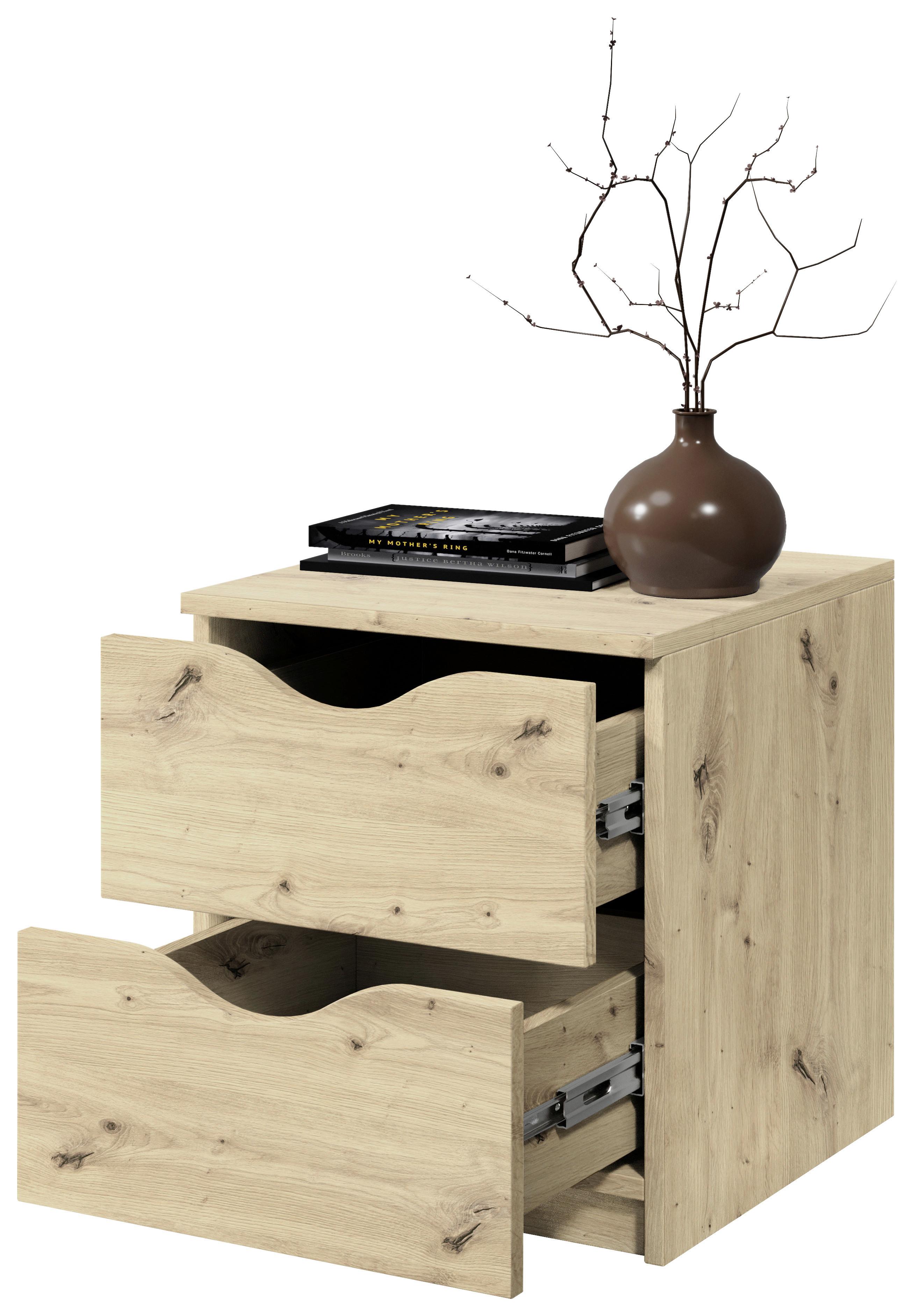 Noční Stoelk Luki Dekor Dub - černá/barvy dubu, Basics, kompozitní dřevo/plast (40/45/42cm) - MID.YOU