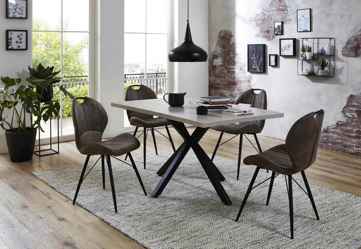 Schalenstuhl Kate S Schlammfarben 2er-Set - Schlammfarben/Schwarz, MODERN, Textil/Metall (50/86/56cm) - MID.YOU