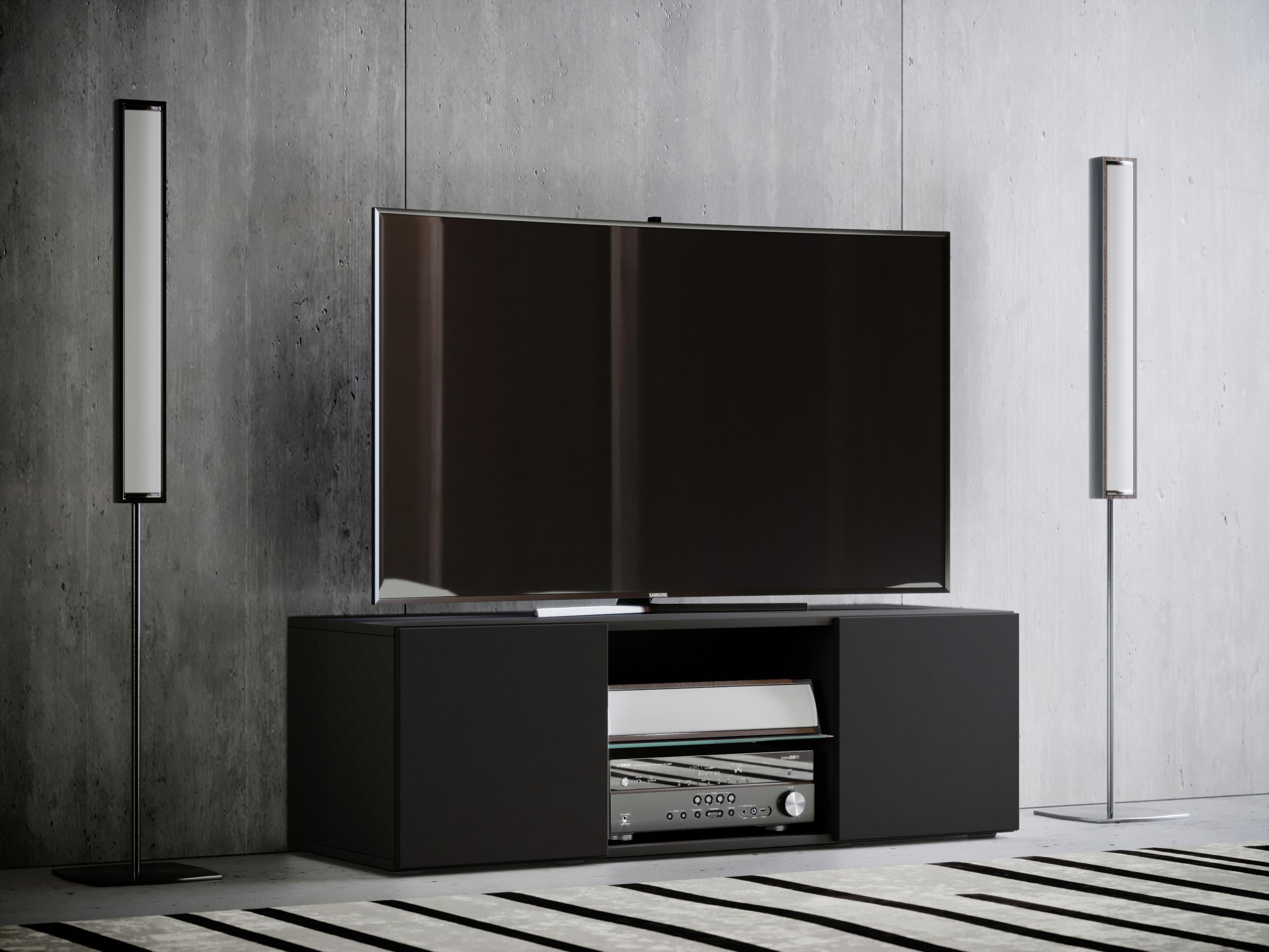 TV - skrinka Lowina š: 115 cm čierna - čierna, Konventionell, kompozitné drevo/plast (115/40/36cm) - MID.YOU