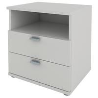 NOČNÍ STOLEK PLUTO - bílá/barvy hliníku, Moderní, kompozitní dřevo/plast (45/47/35cm)