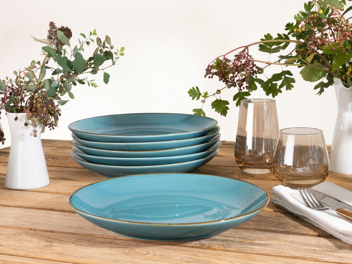 SADA MĚLKÝCH TALÍŘŮ NATURE COLLECTION - tyrkysová, Trend, keramika (27cm) - Creatable