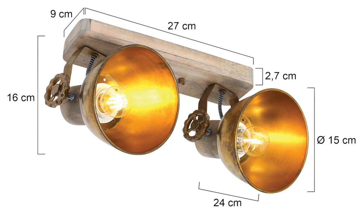 Deckenspots Gearwood - Anthrazit, Trend, Holz/Metall (32/19/17cm)