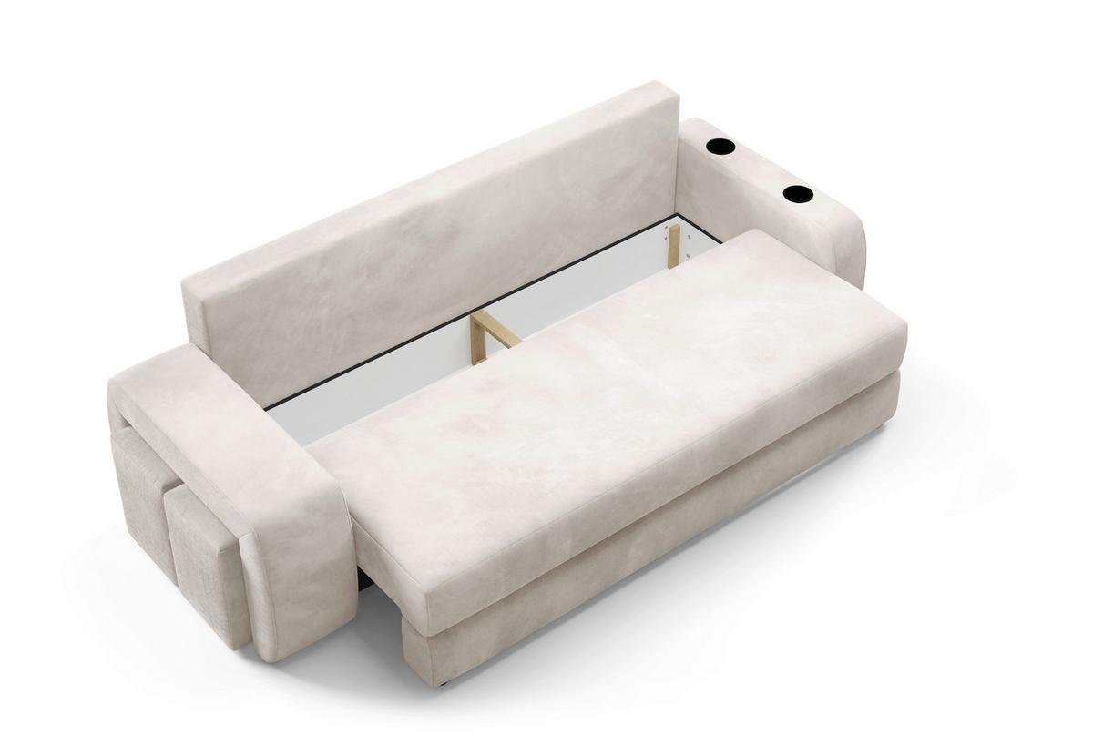 Schlafsofa Ines Creme B: 258cm - Creme/Schwarz, Design, Textil (258/98/95cm) - Livetastic