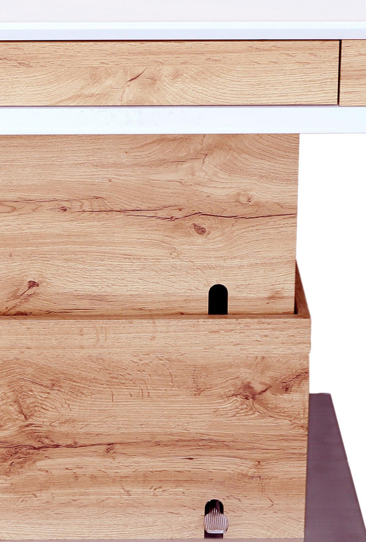 Dohányzóasztal Kopenhagen - tölgyfa színű/nemesacélszínű, Modern, faalapú anyag/fém (130/49-78/70cm)