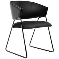 Armlehnstuhl Style Schwarz B: 54 Cm - Anthrazit/Schwarz, Natur, Leder/Metall (54/83/57cm) - Livetastic