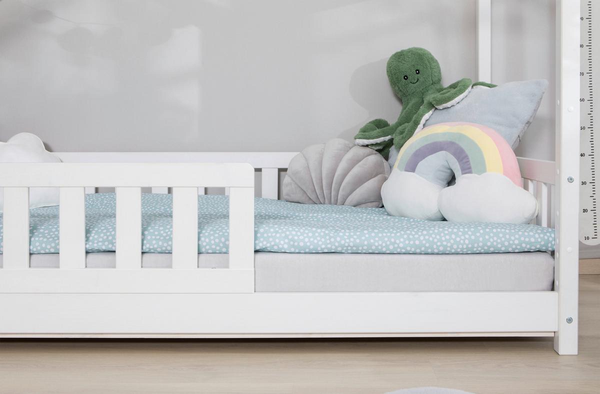 Hausbett Lou Bettschublade Weiß B: 90 cm - Weiß/Naturfarben, MODERN, Holz (90/200cm) - MID.YOU