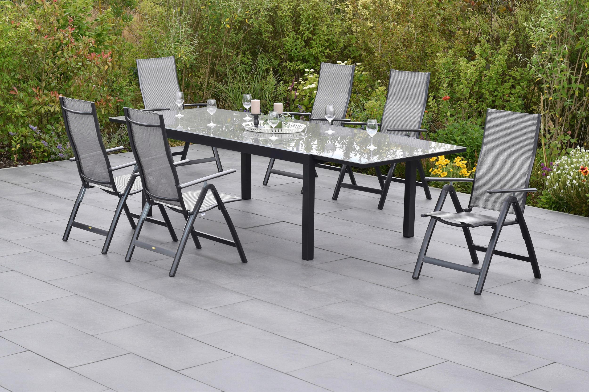 Gartenset Carrara - Graphitfarben/Braun, MODERN, Textil/Metall - Gardenson