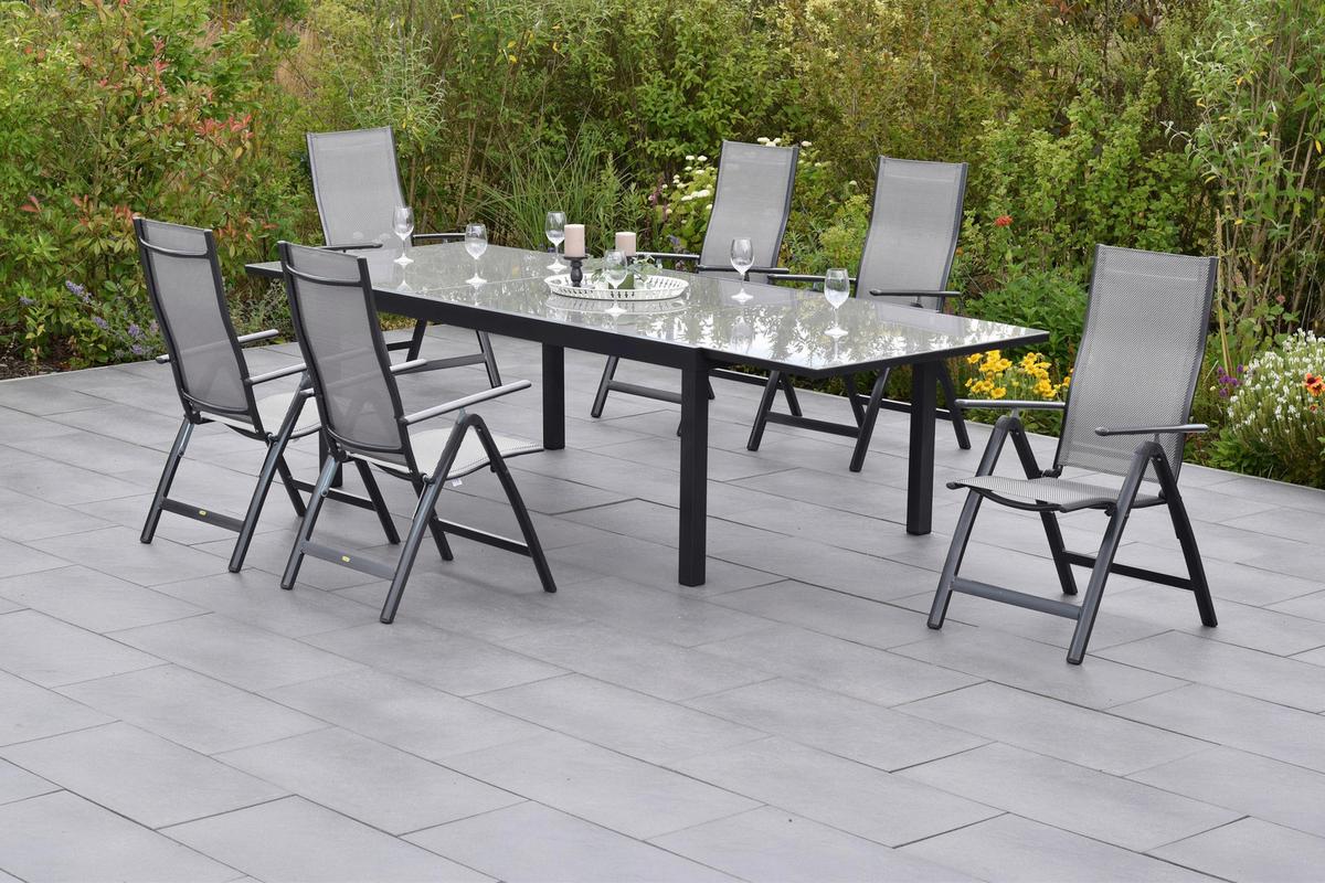 Gartenset Carrara - Graphitfarben/Braun, MODERN, Textil/Metall - Gardenson