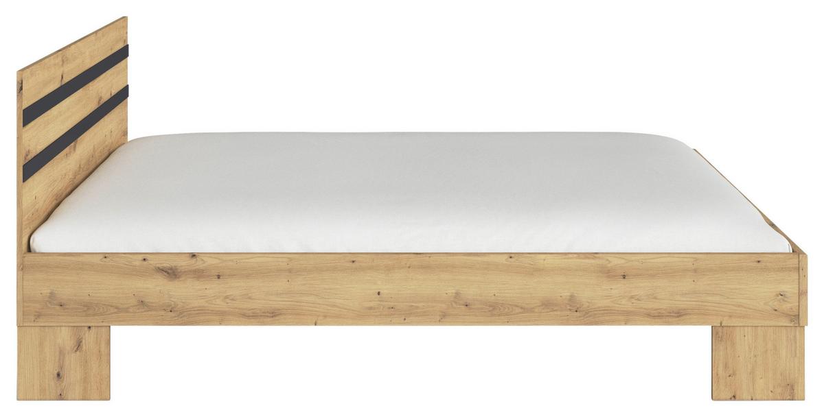 Ágykeret Foster 160/200 Cm - Artisan tölgy/szürke, Konventionell, faalapú anyag (160/200cm)