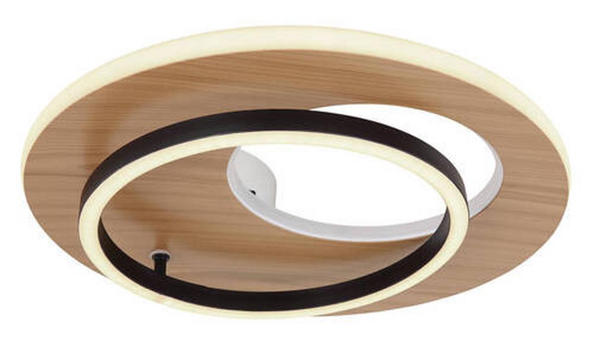 LED-Deckenleuchte 67285-21 - Dunkelbraun/Opal, Design, Holzwerkstoff/Kunststoff (61,2/40/10,5cm) - Globo