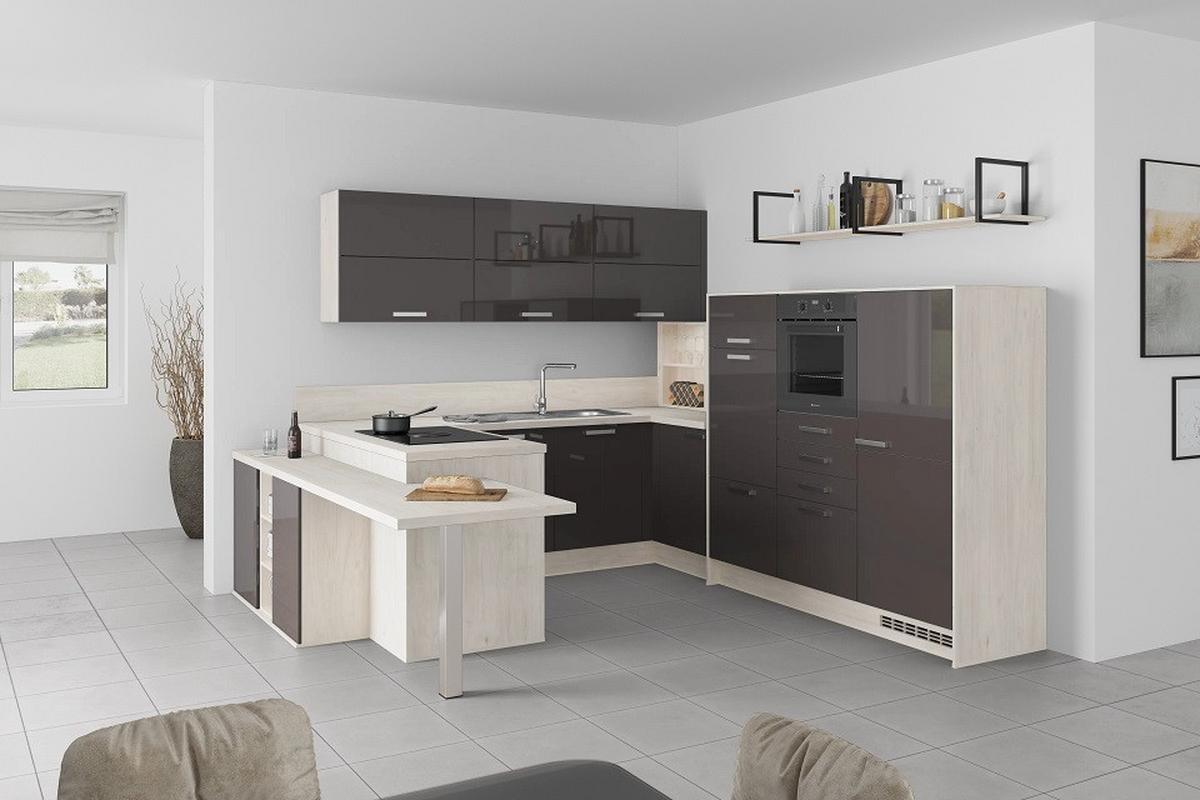 U-küche Lp4050 Grafit 255x294x298 Cm Mit Griffen - MODERN, Holzwerkstoff (255/294/298cm) - Impuls