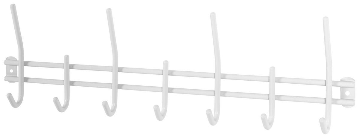 Hakenleiste Carlos B : 54 cm Weiß 7 Haken - Weiß, MODERN, Metall (54/16/5cm)