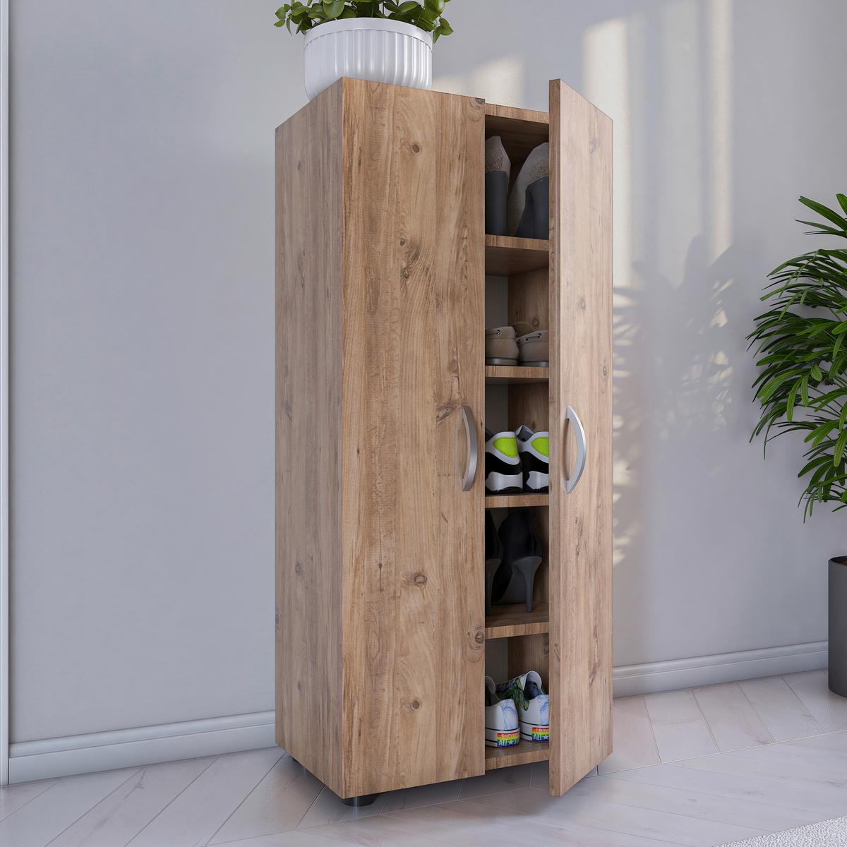 Schuhschrank Ulas Honigeiche Dekor B: 49 cm - Honigeiche/Grau, MODERN, Holzwerkstoff (49/108/30cm) - MID.YOU