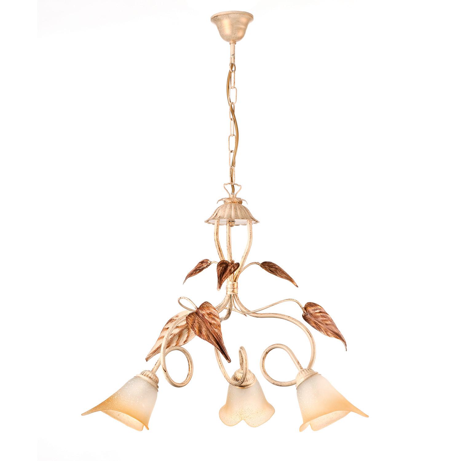 Kronleuchter 4647/3 - Beige/Weiß, Natur, Glas/Metall (40/40/110cm)