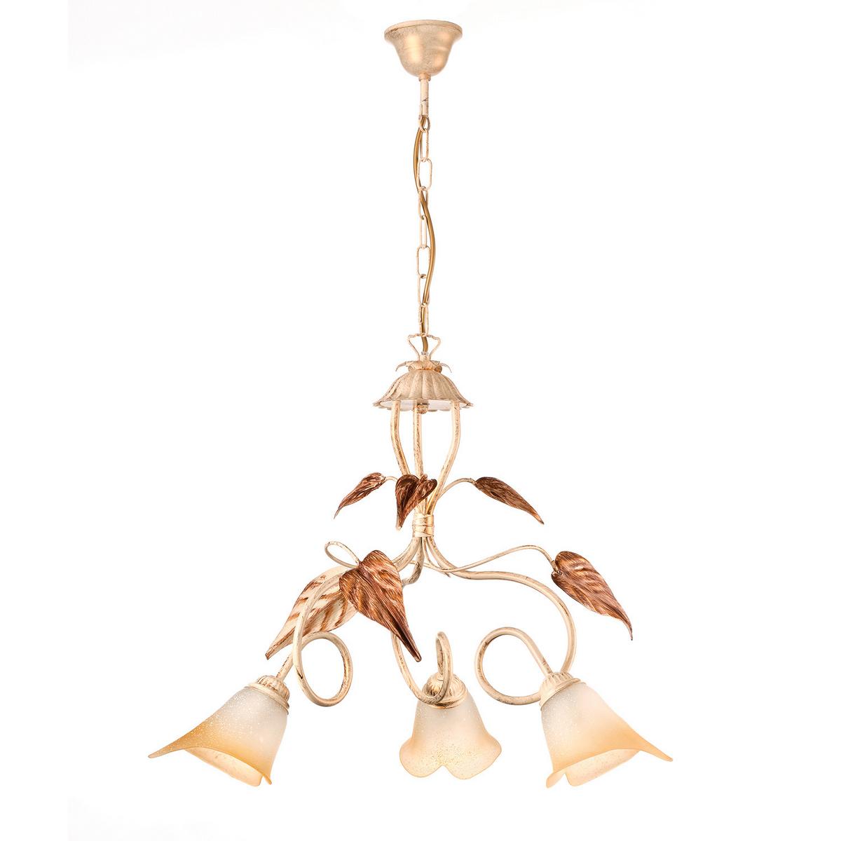 Kronleuchter 4647/3 - Beige/Weiß, Natur, Glas/Metall (40/40/110cm)