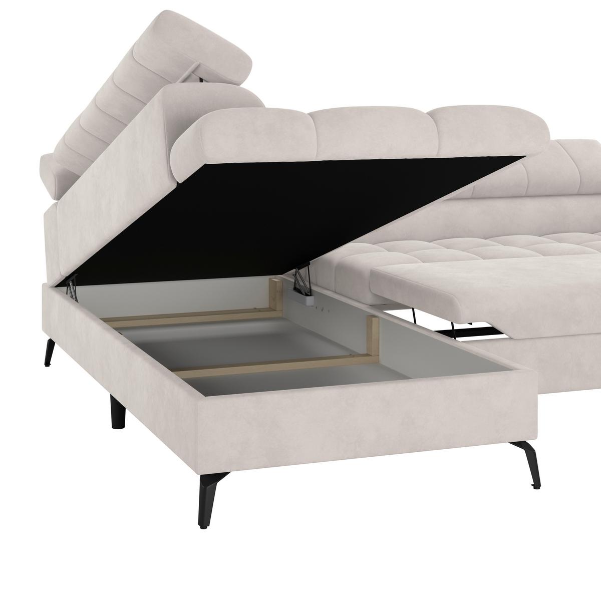 Ecksofa Volf Links New Weiß, S: 203x261 cm - Schwarz/Weiß, Trend, Kunststoff/Textil (203/261cm)