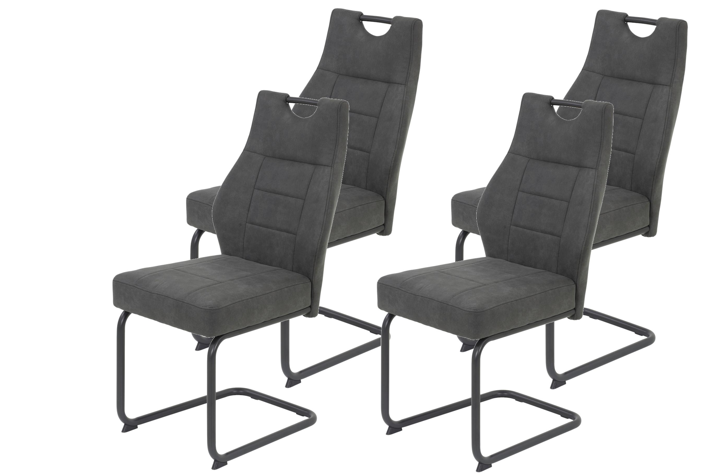 Schwingstuhl-set Linda Ii S 4er-Set - Anthrazit/Grau, MODERN, Textil/Metall (44/97/65cm) - MID.YOU