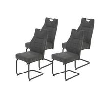 Schwingstuhl-Set Linda II S 4er-Set - Anthrazit/Grau, MODERN, Textil/Metall (44/97/65cm) - MID.YOU