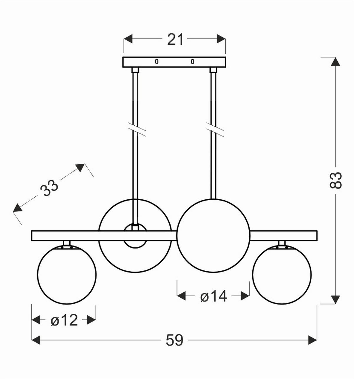 Pendelleuchte 34-44143 Kama - Goldfarben/Graphitfarben, Design, Metall (59/33/83cm)