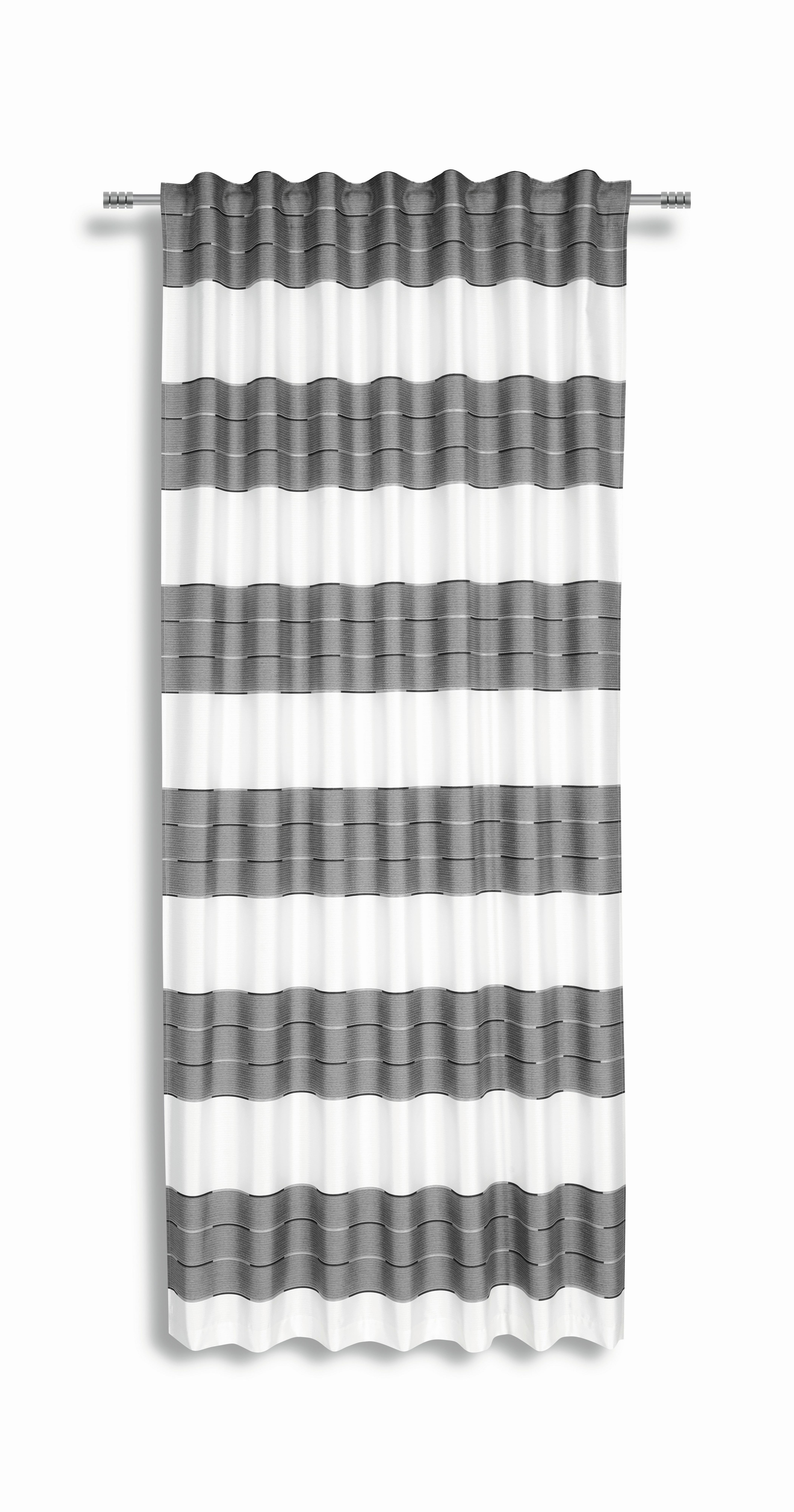 Vorhang mit Schlaufen und Band Nadine 140x245 cm Silber/ Weiß - Silberfarben, KONVENTIONELL, Textil (140/245cm) - Luca Bessoni